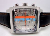 Tag Heuer Monaco 24 Concept Chronograph White Face Black Leather Watch Band